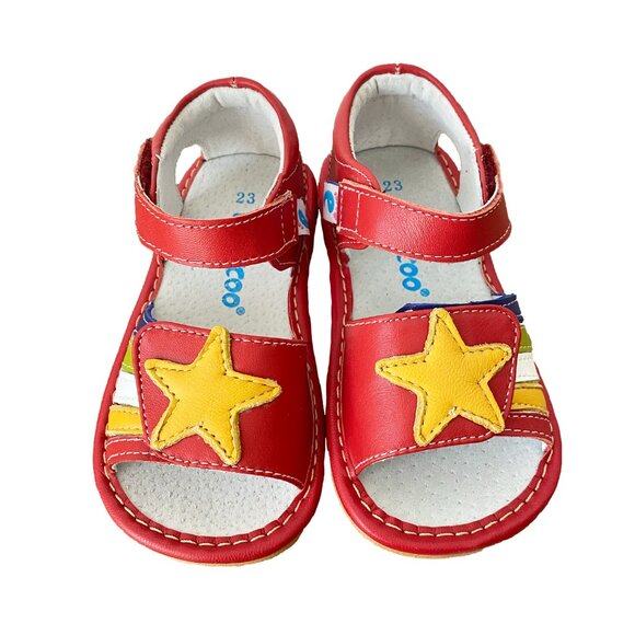 NEW โญ๏ธ Red/Multicolor Star Squeaky Sandal - Multiple Toddler Sizes - Picture 2 of 6